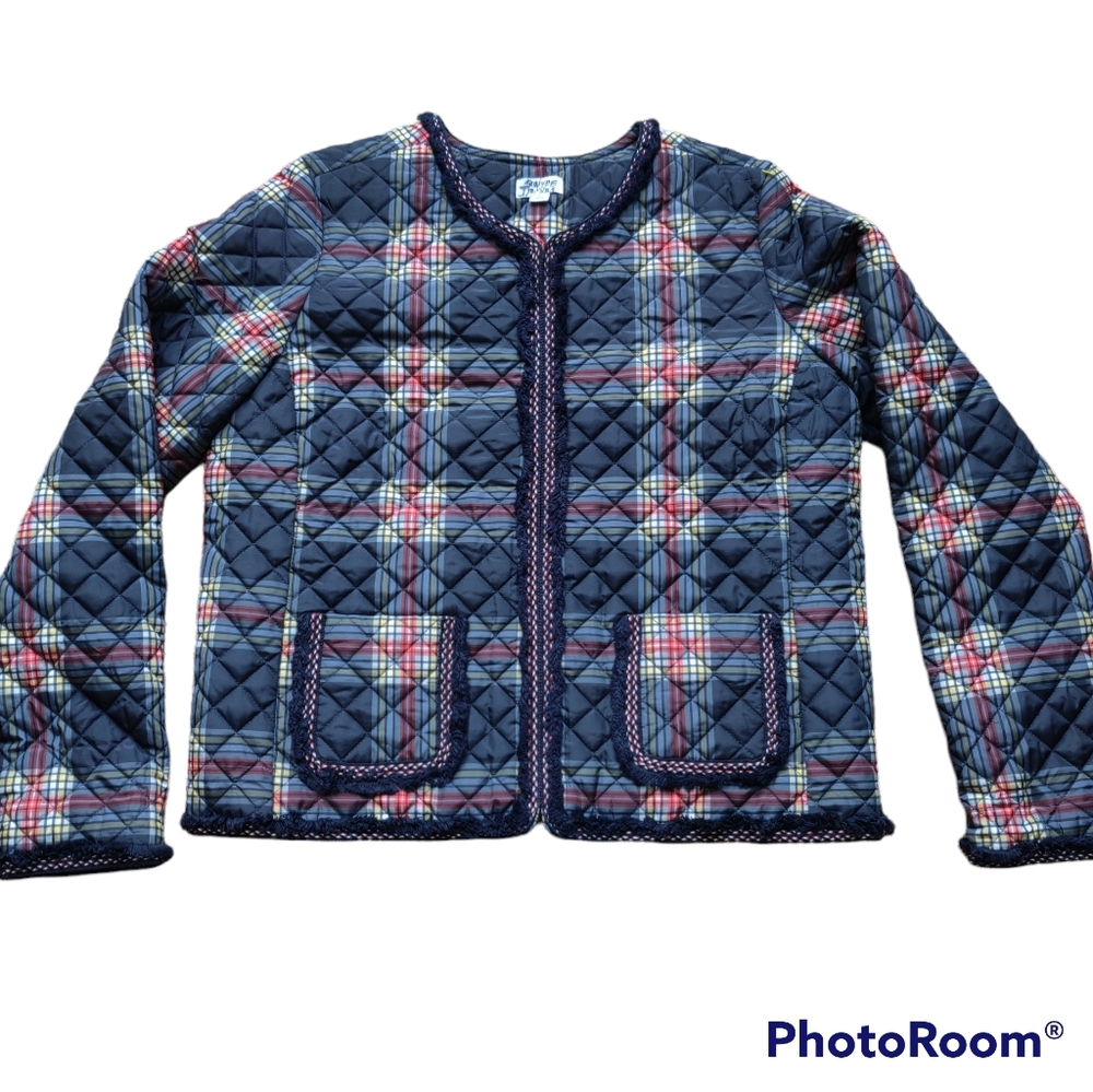 Crown & Ivy Plaid Coat Women's Size Medium Blue Red Yellow